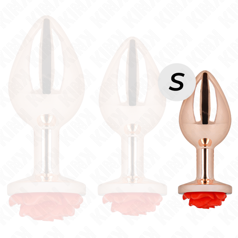 KINK - PINK GOLD ANAL PLUG WITH RED ROSE S - 3