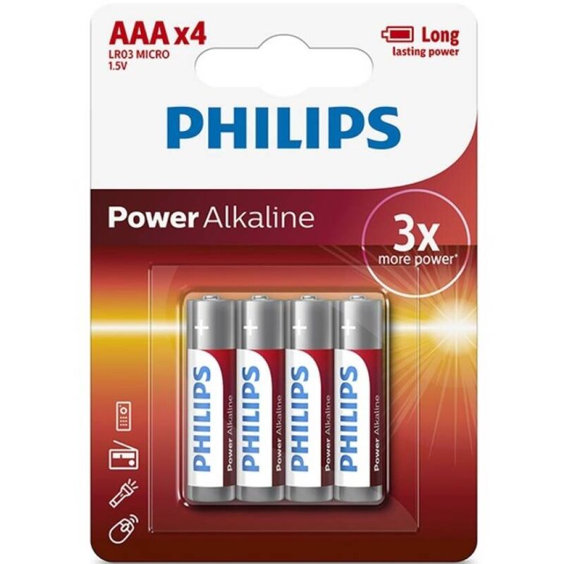 PHILIPS - POWER ALKALINE AAA BATTERY LR03 BLISTER*4 - 1
