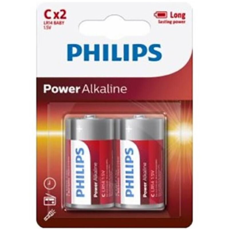 PHILIPS - POWER ALKALINE BATTERY C LR14 BLISTER*2 - 1
