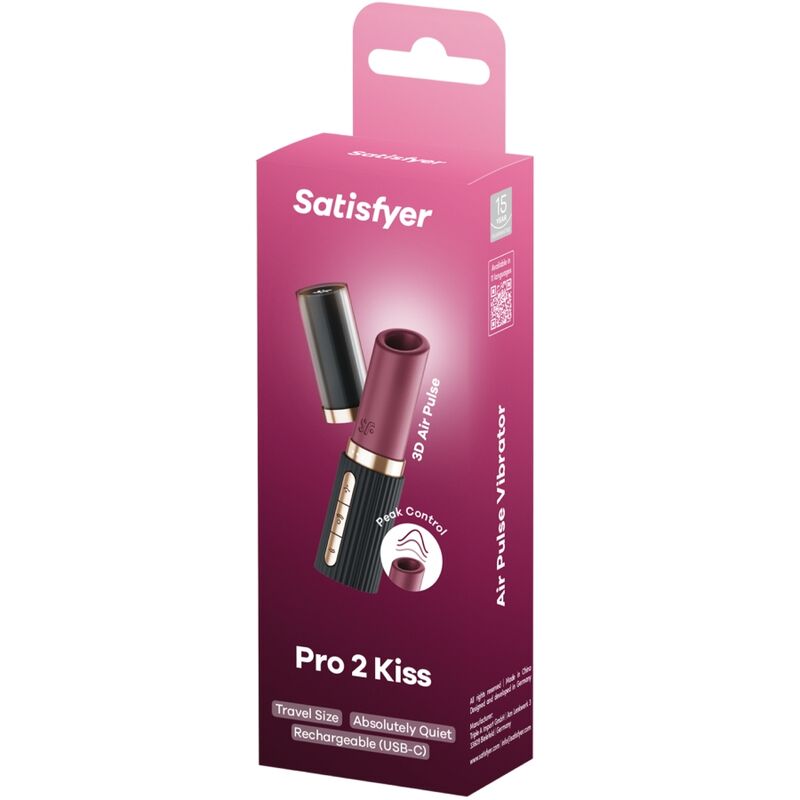 SATISFYER - PRO 2 KISS WAVE CLITORIS STIMULATOR GARNET / BLACK - 2