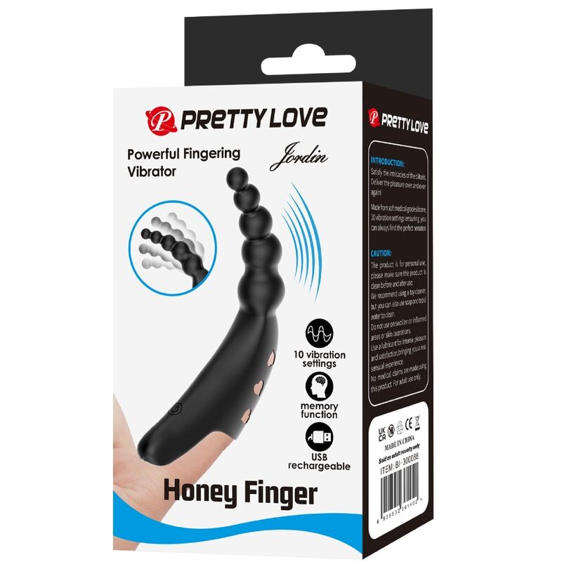 PRETTY LOVE - JORDIN FINGER VIBRATOR 10 VIBRATIONS BLACK - 3