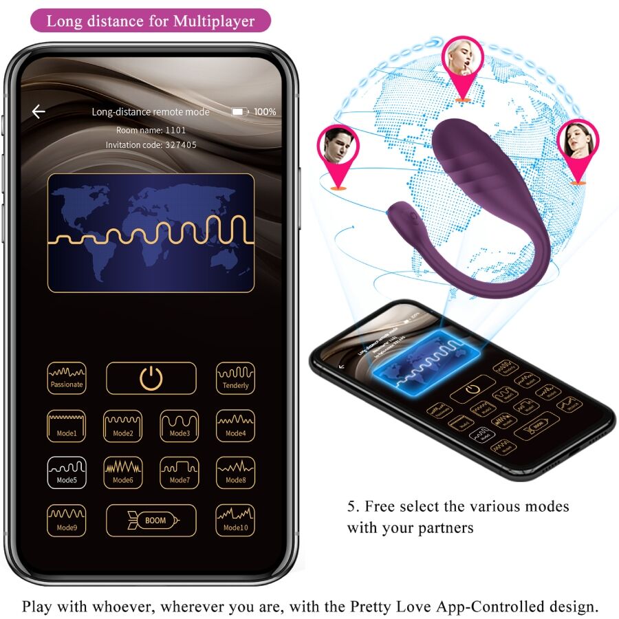 PRETTY LOVE - LEVIATHAN APP CONTROLLED VIBRATOR PURPLE - 16
