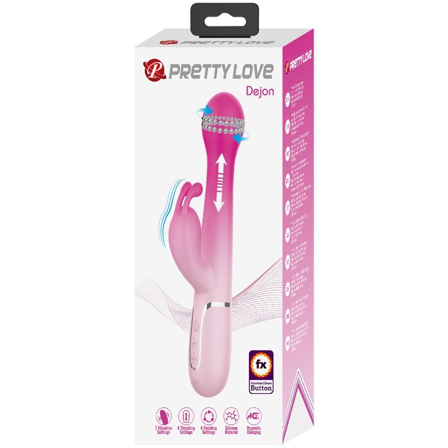 PRETTY LOVE - DEJON 3 IN 1 MULTIFUNCTION RABBIT VIBRATOR PINK - 2
