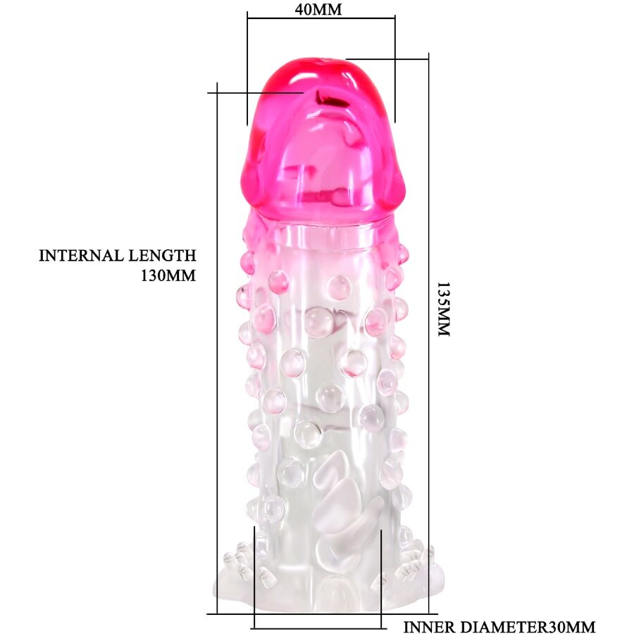 PRETTY LOVE - WILFORD REALISTIC ENLARGEMENT SHEATH WITH EMBOSSED PENIS PINK - 5