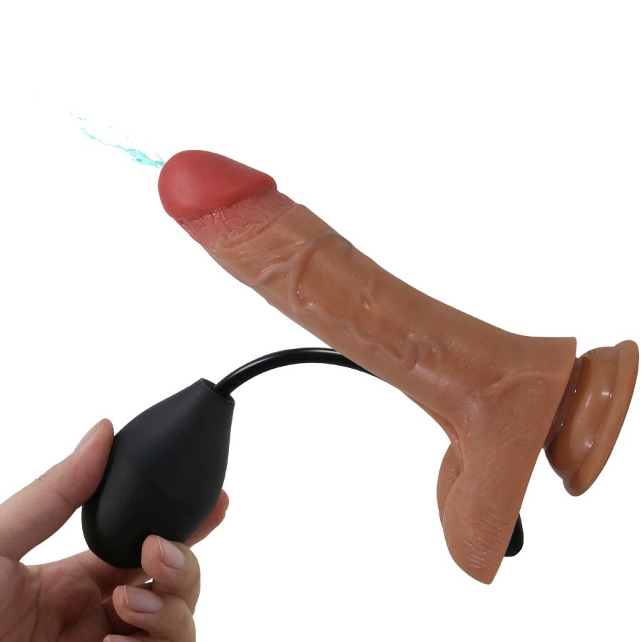 PRETTY LOVE - UNIVERSAL SLIP WITH VIBRATING AND SQUIRTING DILDO 15.5 CM MULATO
