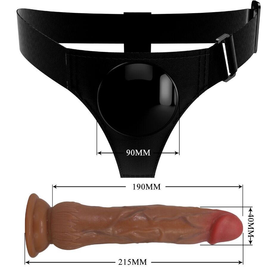 PRETTY LOVE - CULOTTE HARNAIS UNIVERSELLE KYTON AVEC GODE GICTEUR 19 CM MULATO