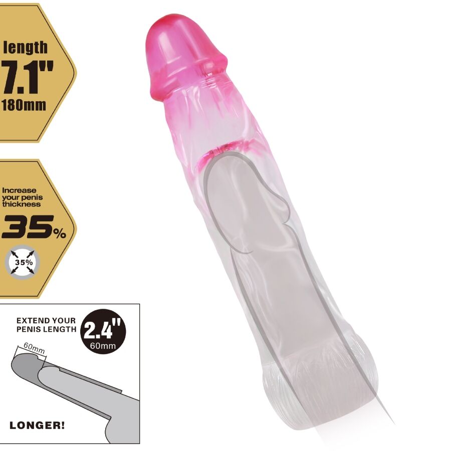 PRETTY LOVE - NERON REALISTIC 6 CM ENLARGEMENT SHEATH FOR  PENIS PINK - 4