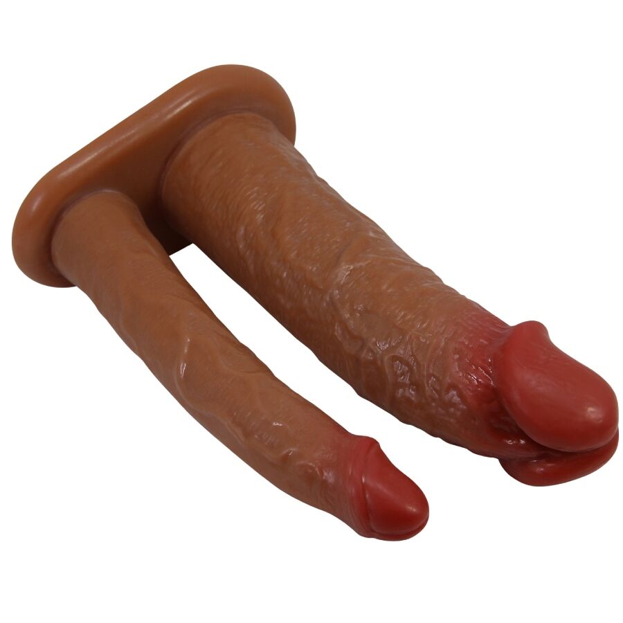 PRETTY LOVE - YAIRON DOUBLE PENIS SLEEVE WITH 4 CM EXTENSION MULATTO - 4