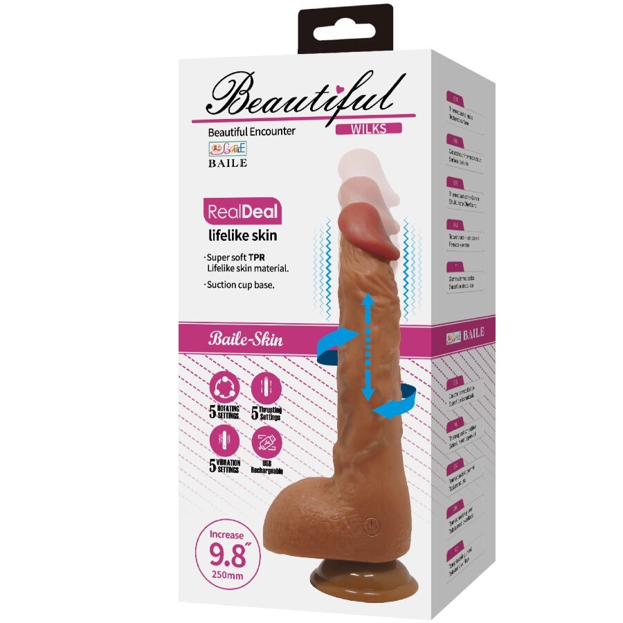 BAILE - BEAUTIFUL WILKS 5 SETTINGS REALISTIC VIBRATOR 25 CM MULATO