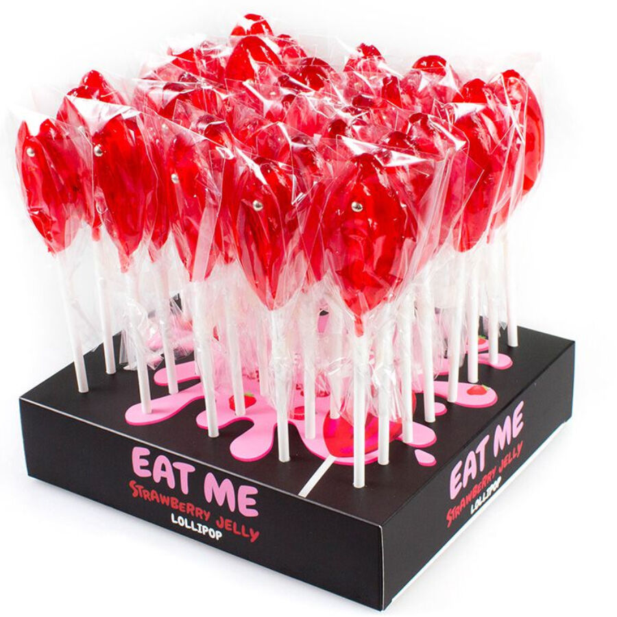 SECRETPLAY - DISPLAY ASSORTMENT VAGINA LOLLIPOPS STRAWBERRY 40 UNITS - 2