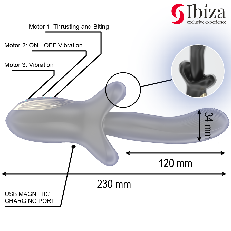 IBIZA - VIBRATORE POTENTE CON EFFETTO SPINTA E MORSO