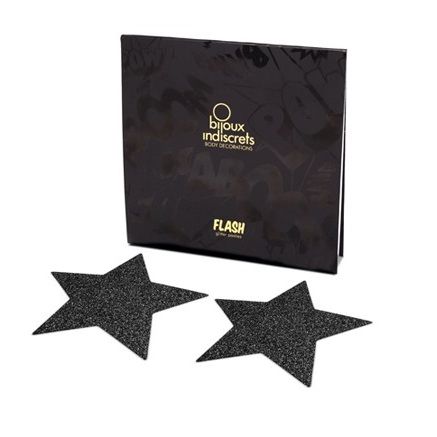 BIJOUX - INDISCRETS FLASH BLACK STAR NIPPLE CAPS - 2