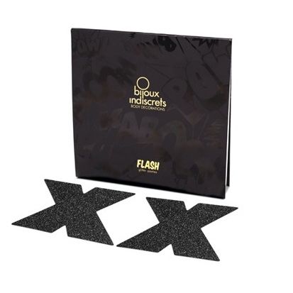 BIJOUX - INDISCRETS FLASH CROSS BLACK NIPLE CAPS