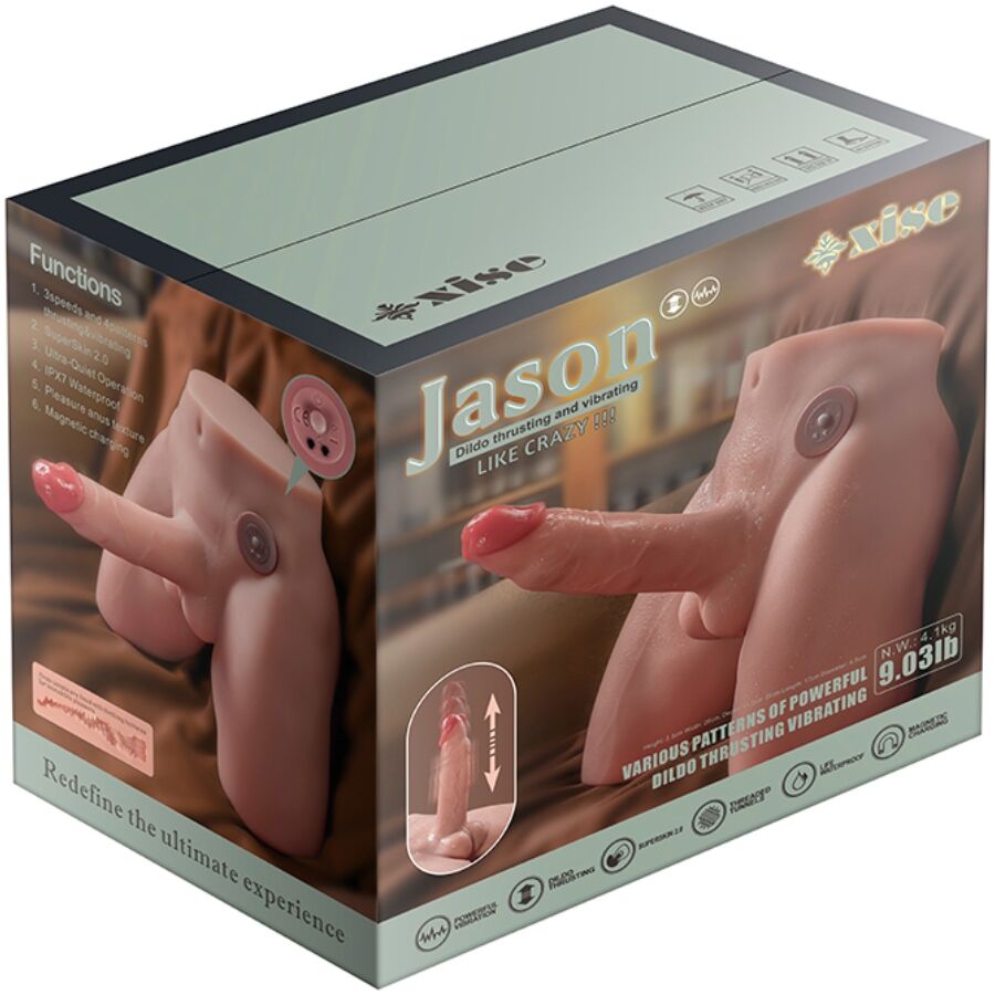 XISE - JASON DILDO REALISTIC MASTURBATOR WITH THRUST AND VIBRATION 17 CM