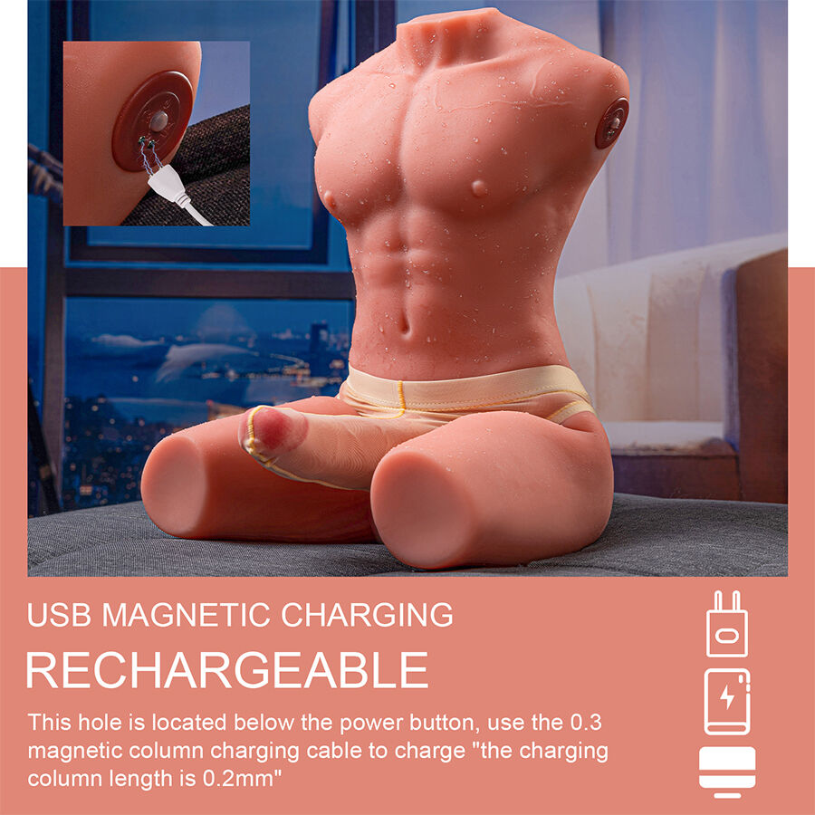 XISE - JASON HALF BODY REALISTIC MALE TORSO WITH THRUST AND VIBRATION 55 CM