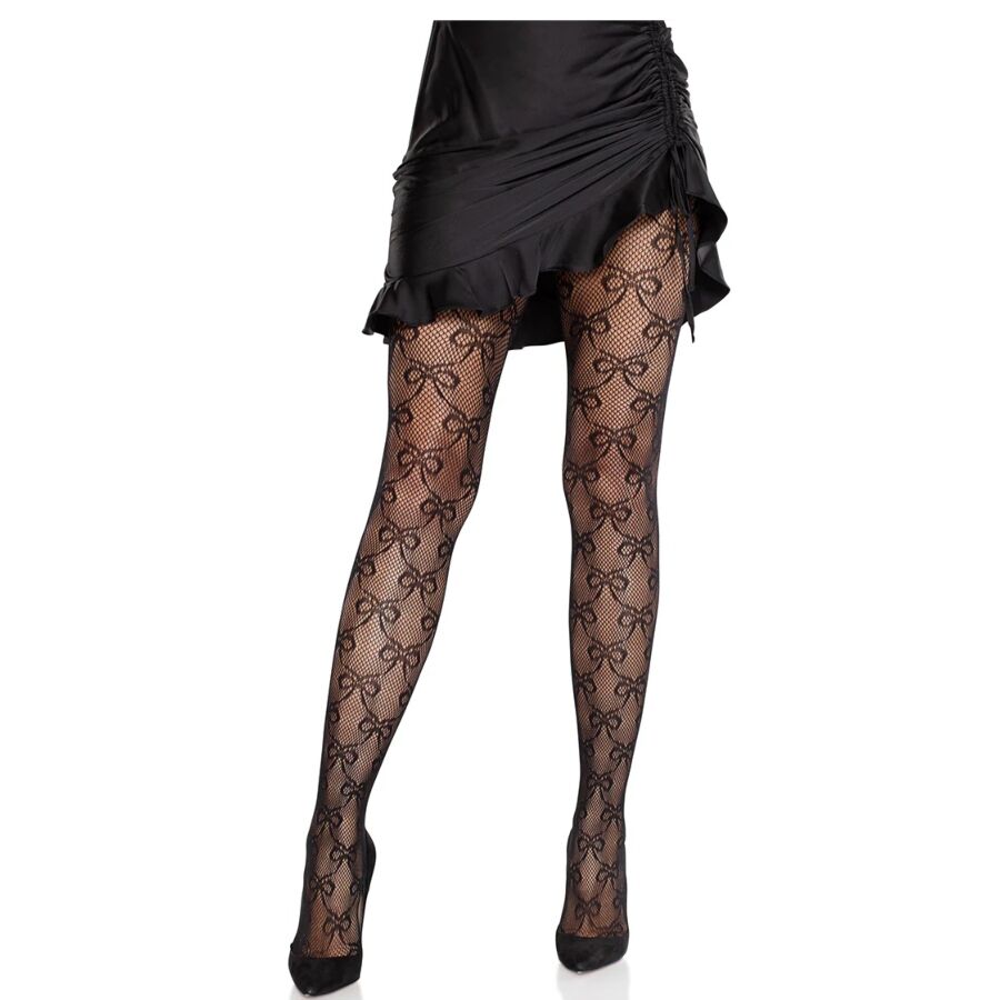 LEG AVENUE - FISHNET TIGHTS WITH BLACK BOW