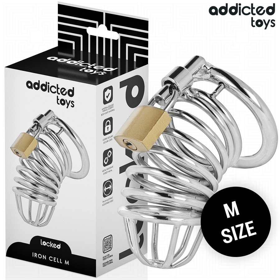 ADDICTED TOYS LOCKED - METAL PENIS CAGE WITH IRON CELLS SIZE M