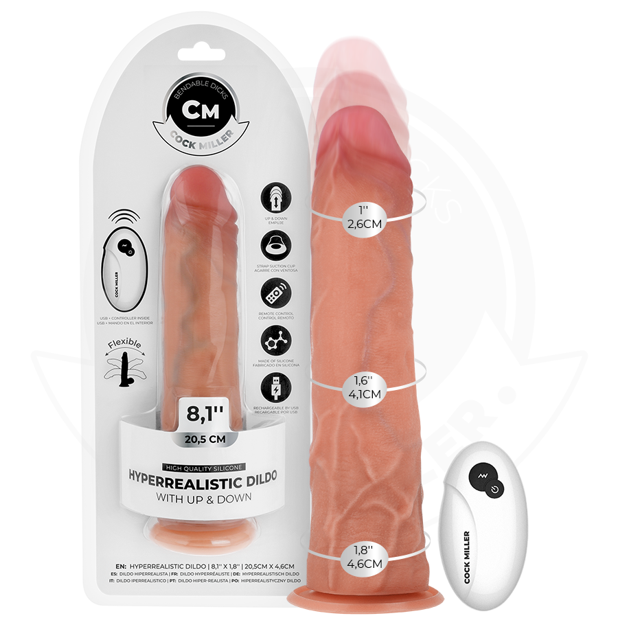 COCK MILLER - HYPER-REALISTIC DILDO WITH SUCTION CUP AND REMOTE CONTROL THRUSH 20.5 CM
