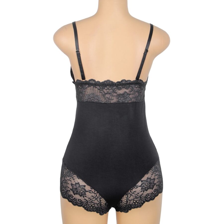 SUBBLIME - BLACK FLORAL LACE DETAIL TEDDY L/XL - 13