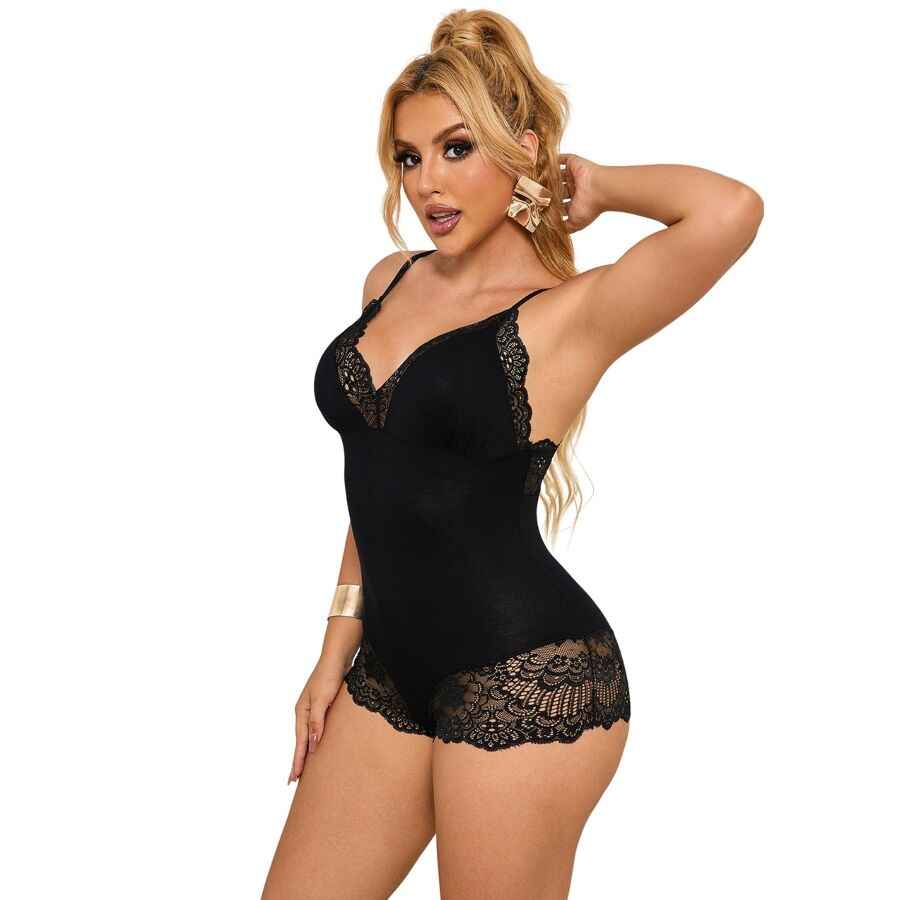 SUBBLIME - ORSACCHIOTTO CON DETTAGLI IN PIZZO FLOREALE NERO L/XL - Secretroomsexyshop