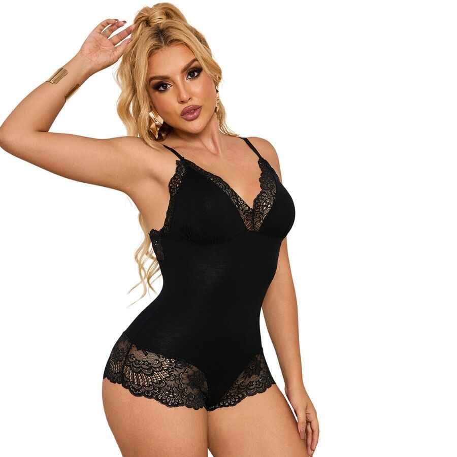 SUBBLIME - ORSACCHIOTTO CON DETTAGLI IN PIZZO FLOREALE NERO L/XL - Secretroomsexyshop