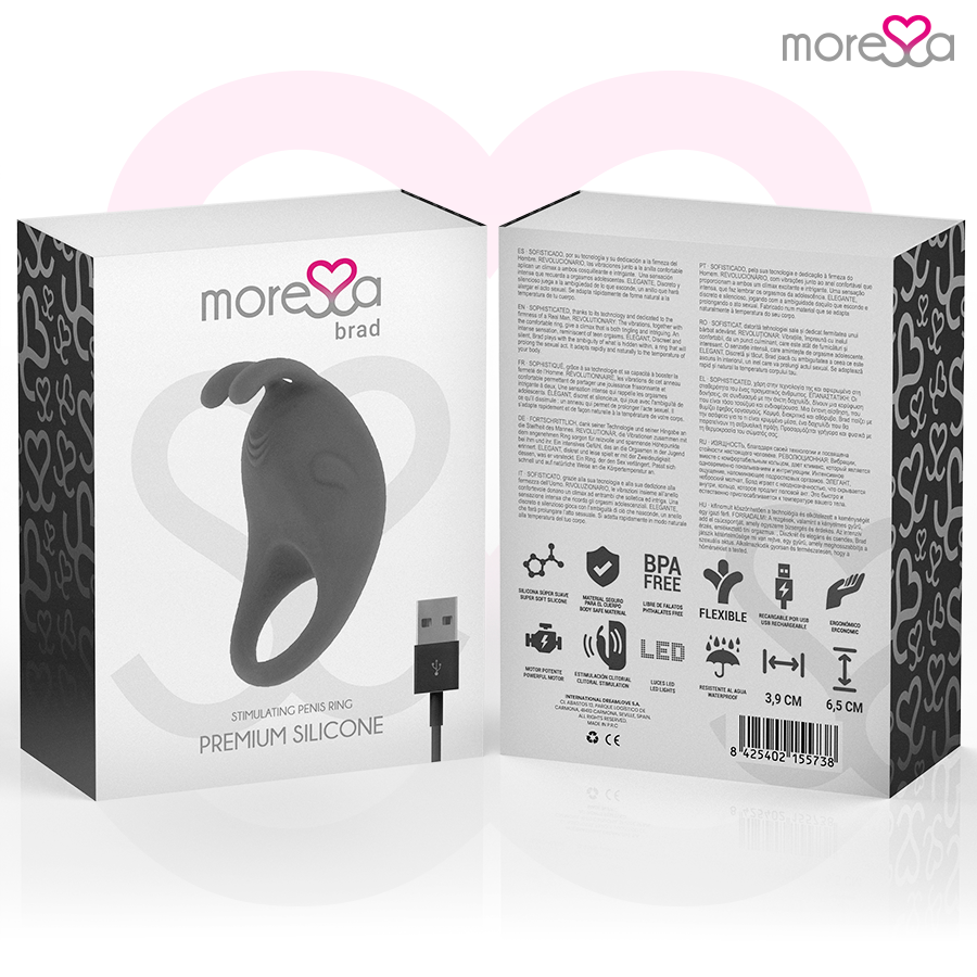 MORESSA - BRAD PREMIUM SILICONE RICARICABILE NERO - Secretroomsexyshop
