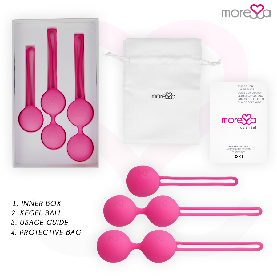 MORESSA - SET OSIAN PREMIUM SILICONE ROSA (Osian One - 51 g | Osian Two - 101 g | Osian Three 85 g) - Secretroomsexyshop