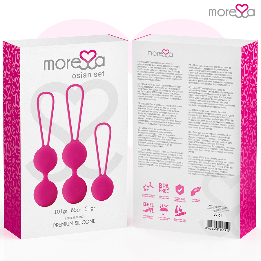 MORESSA - SET OSIAN PREMIUM SILICONE ROSA (Osian One - 51 g | Osian Two - 101 g | Osian Three 85 g) - Secretroomsexyshop