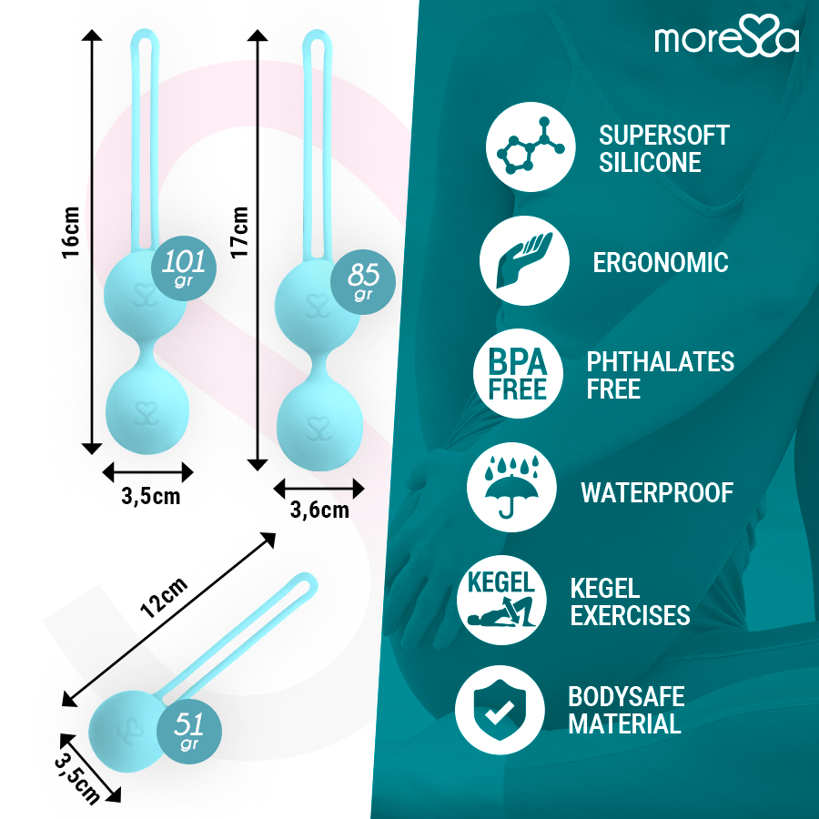 MORESSA - SET OSIAN PREMIUM IN SILICONE TURCHESE - Secretroomsexyshop