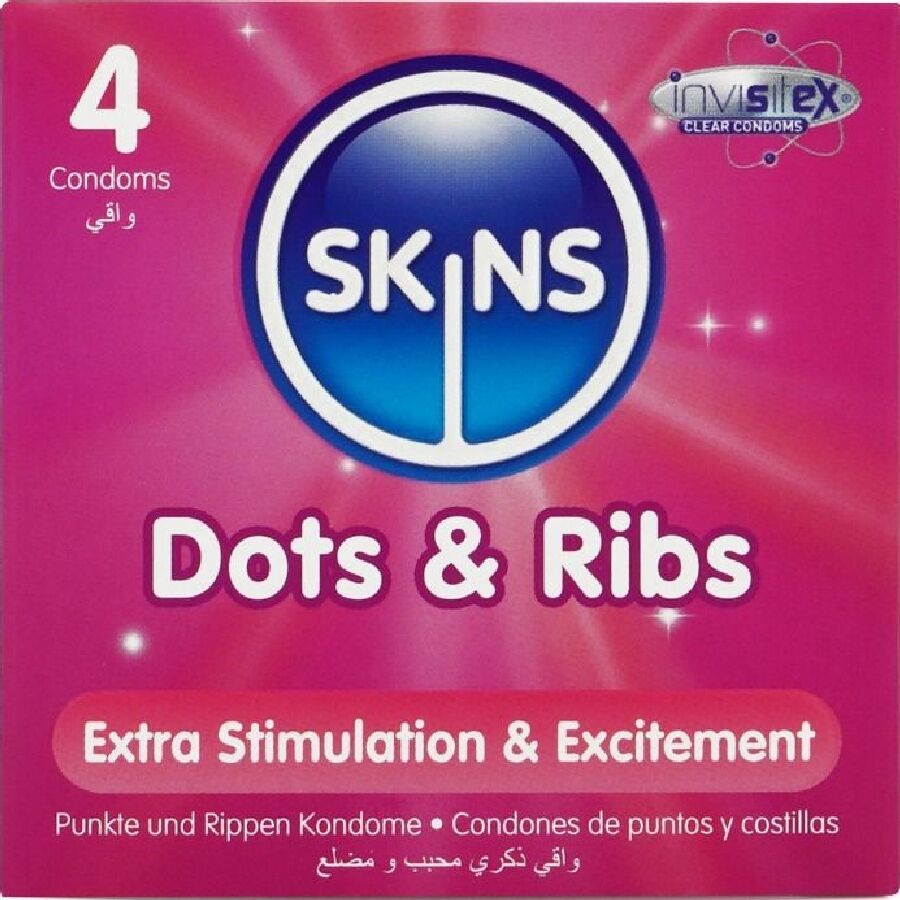 SKINS - DOTS & RIBS PREMIUM CONDOMS 4-PACK