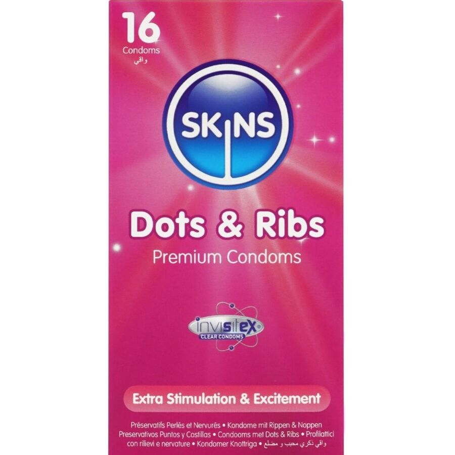 SKINS - DOTS & RIBS PREMIUM CONDOMS 16-PACK