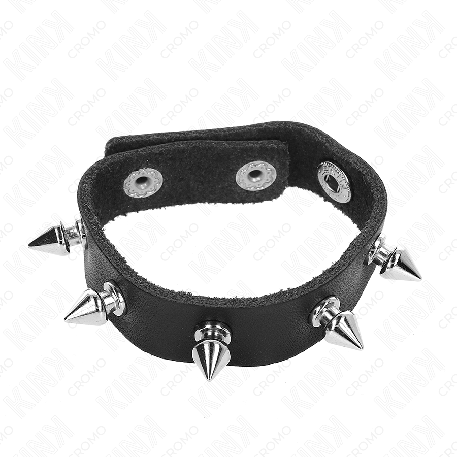 KINK - LEATHER PENIS RING WITH SPIKES 21.5 X 1.6 CM - 2