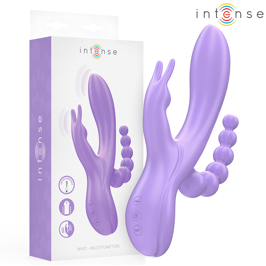 INTENSE - MIKO TRIPLE RABBIT VIBRATOR & ANAL STIMULATOR 7 VIBRATIONS PURPLE