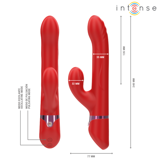 INTENSE - LELE MULTIFUNCTIONAL ROTATING, OSCILLATING AND STIMULATING VIBRATOR RED