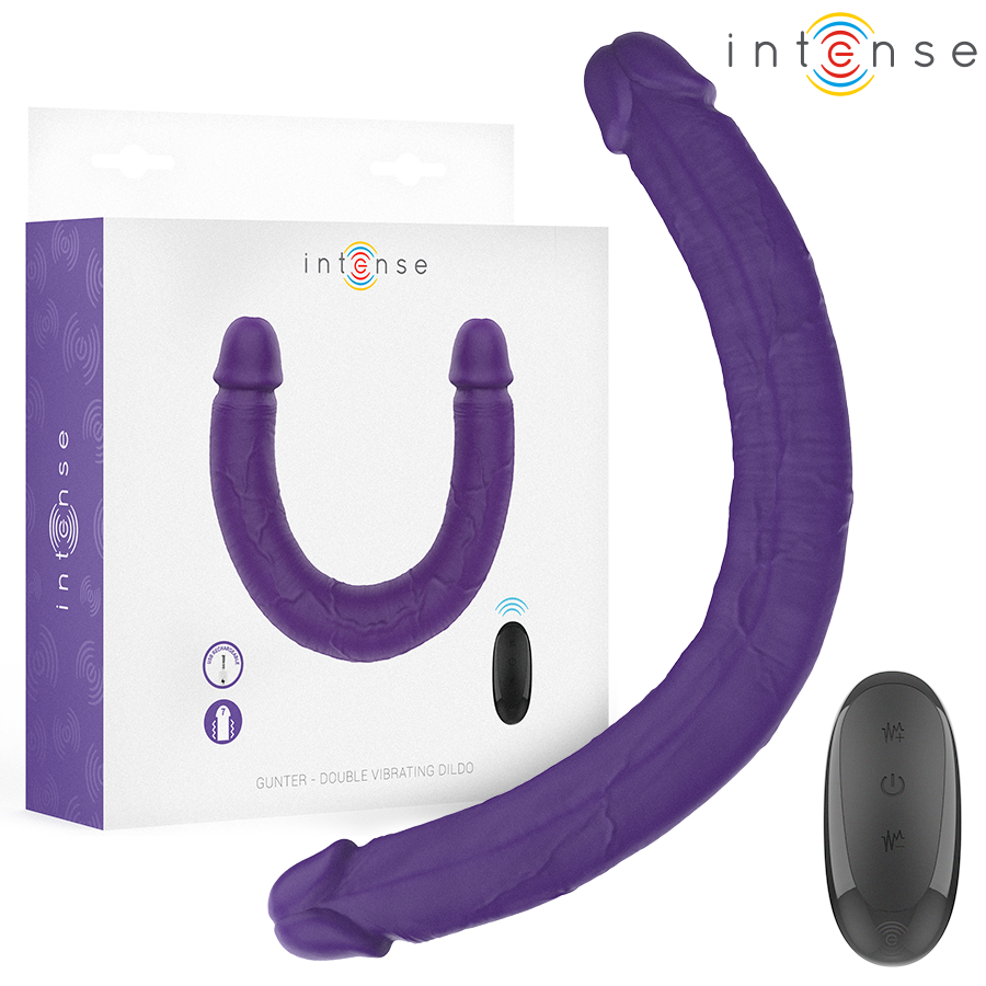 INTENSE - GUNTER DOUBLE DILDO VIBRATOR 40 CM PURPLE REMOTE CONTROL
