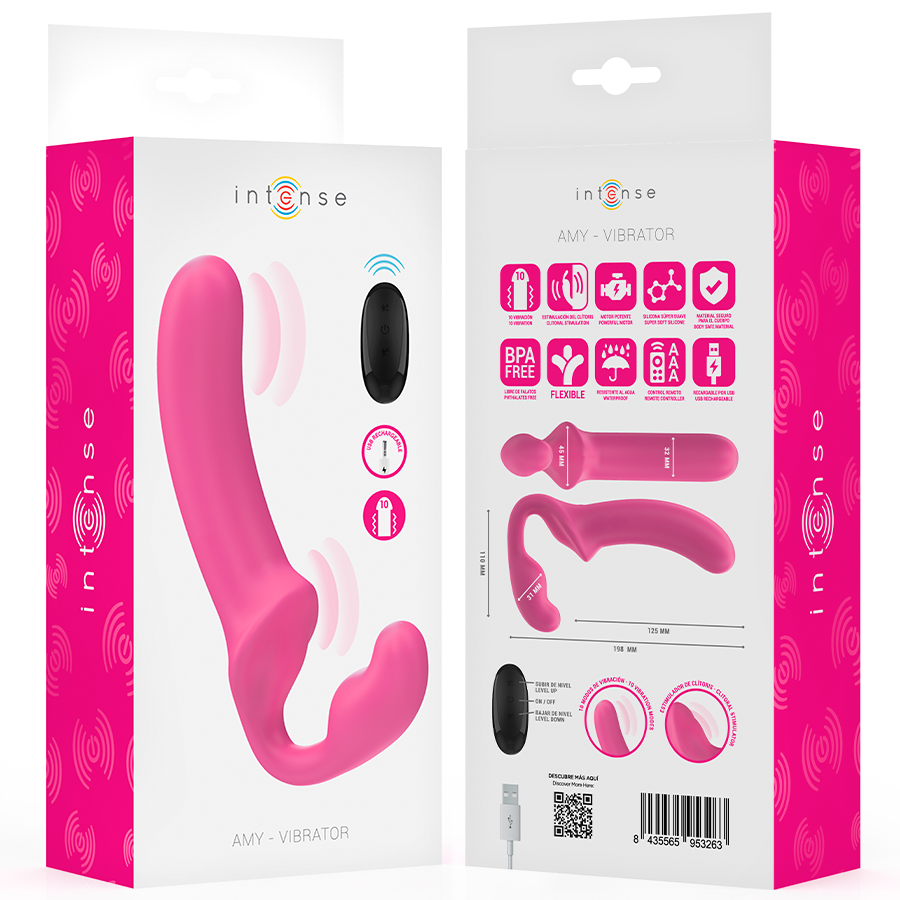 INTENSE - AMY DOUBLE VIBRATOR 20 CM PINK REMOTE CONTROL