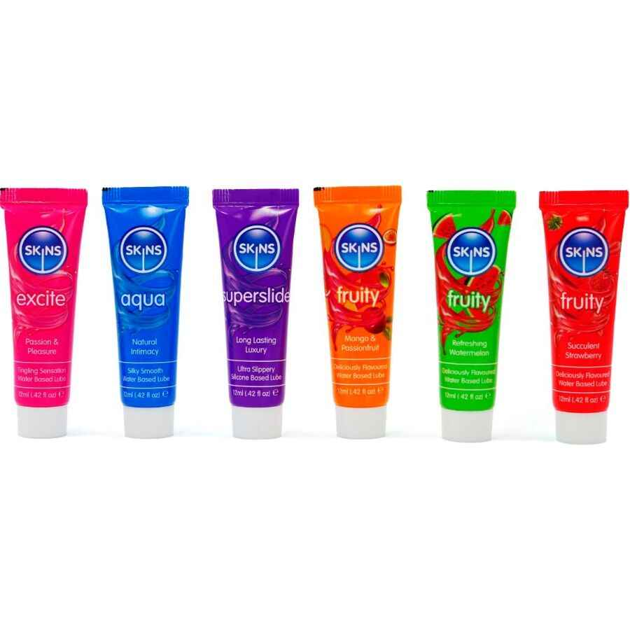 SKINS - KIT LUBRIFICANTI VITALI E FRUTTATI 6 x 12 ML