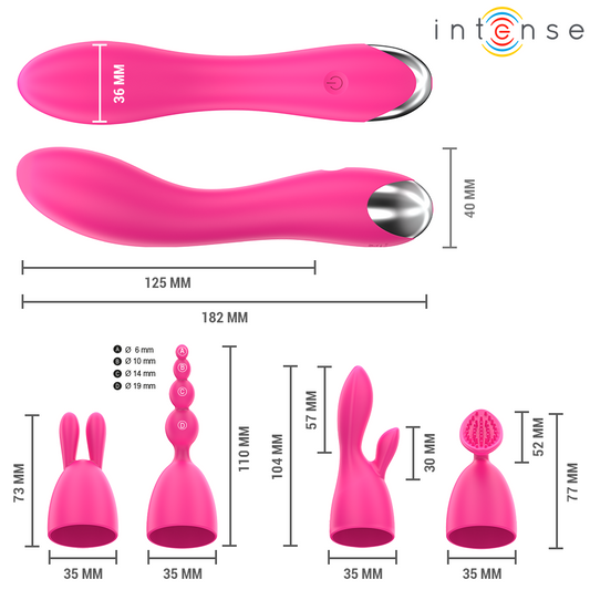 INTENSE - CHER VIBRATORE CON TESTINE INTERCAMBIABILI