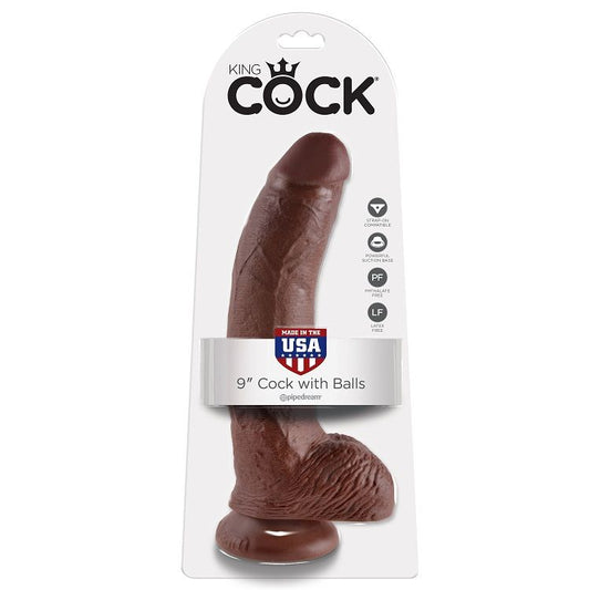 KING COCK - 9 DILDO MARRONE CON SFERE 22.9 CM - Secretroomsexyshop