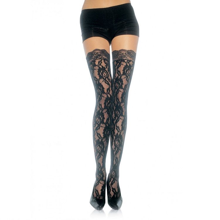 LEG AVENUE - FLORAL LACE STOCKINGS - 1