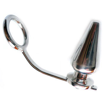METAL HARD - ANELLO IN ACCIAIO DURO CON TAPPO ANALE 45 X 50 MM - Secretroomsexyshop