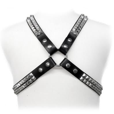 LEATHER BODY - PYRAMID STUD HARNESS - 1