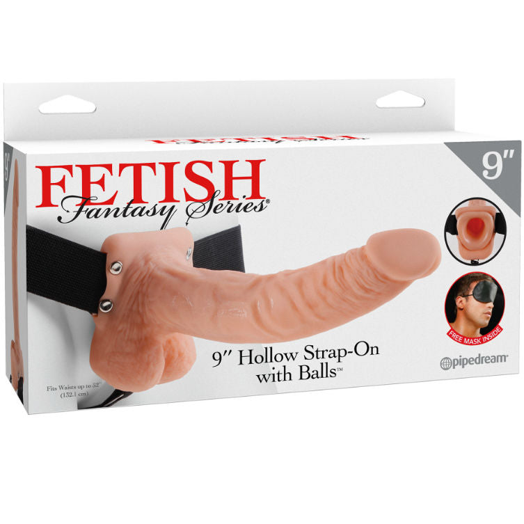 FETISH FANTASY SERIES - SÉRIE 9 HOLLOW STRAP-ON AVEC COUILLES 22,9 CM CHAIR