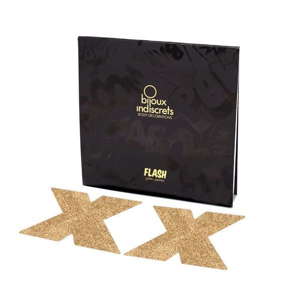 BIJOUX - INDISCRETS FLASH CROSS GOLD NIPPLE COVERS - 2