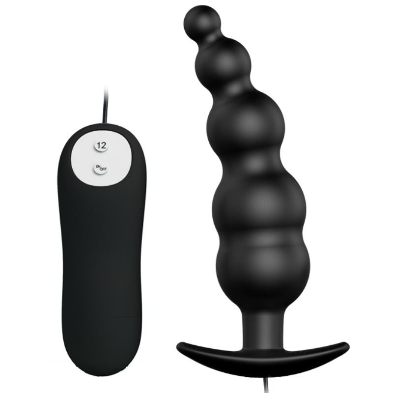 PRETTY LOVE - ANAL PLUG SILICONE EXTRA STIMULATION AND 12 VIBRATION MODES BLACK REMOTE CONTROL - 1