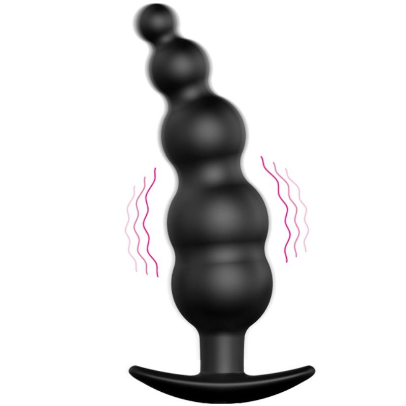 PRETTY LOVE - PLUG ANALE IN SILICONE EXTRA STIMOLAZIONE E 12 MODALIT DI VIBRAZIONE NERO - Secretroomsexyshop