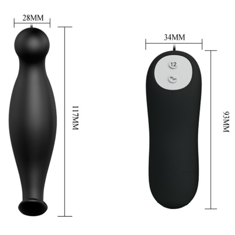 PRETTY LOVE - SILICONE ANAL PLUG 12 VIBRATION MODES BLACK - 4