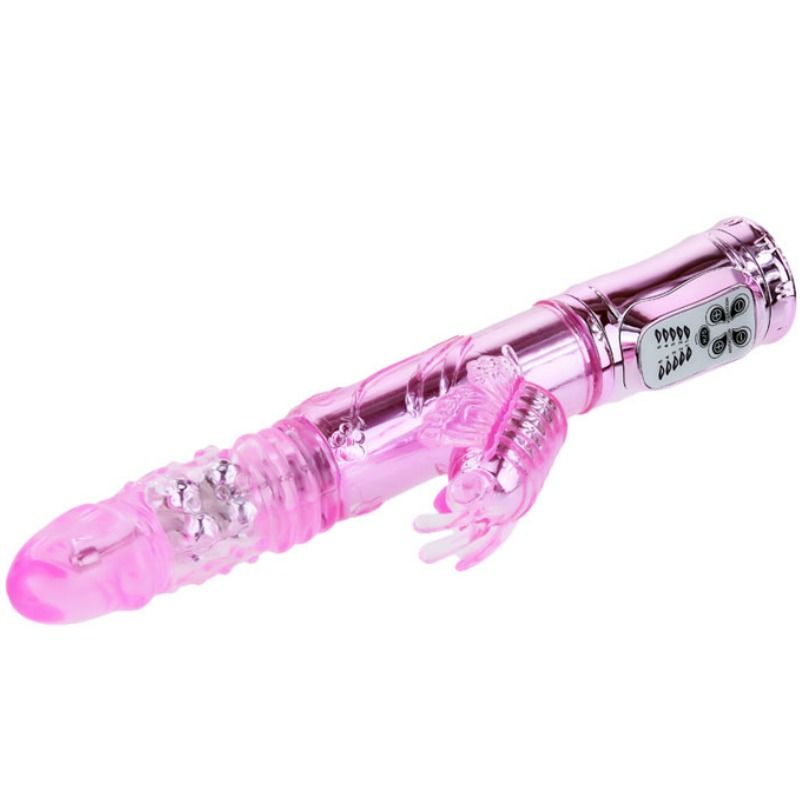 BAILE - VIBRATORE RICARICABILE CON ROTAZIONE E STIMOLATORE A FARFALLA PULSANTE - Secretroomsexyshop