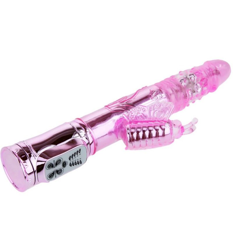 BAILE - VIBRATORE RICARICABILE CON ROTAZIONE E STIMOLATORE A FARFALLA PULSANTE - Secretroomsexyshop