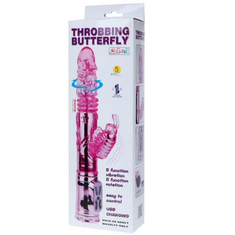 BAILE - VIBRATORE RICARICABILE CON ROTAZIONE E STIMOLATORE A FARFALLA PULSANTE - Secretroomsexyshop